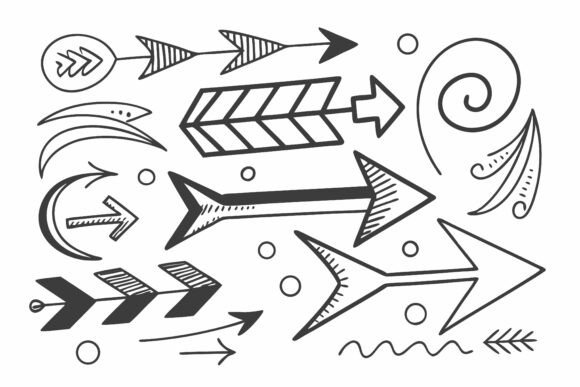 Black and White Arrow Doodles Set