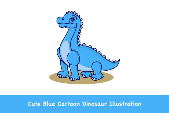 Cute Blue Dinosaur Vector Art