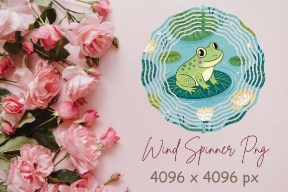 Cute Frog Wind Spinner PNG for Crafts