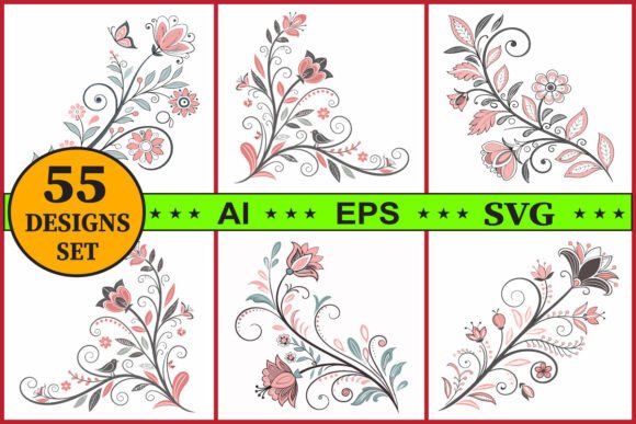 Elevating Design Aesthetics with a Comprehensive Floral Corner Ornament Vector Set