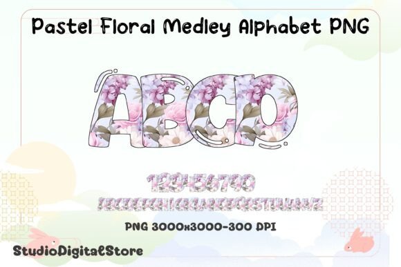 Elevating Digital Design with the Pastel Floral Medley Alphabet PNG