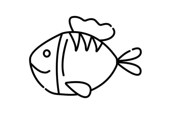 Evaluating Fish Black and White Line Illustration for Design Projects