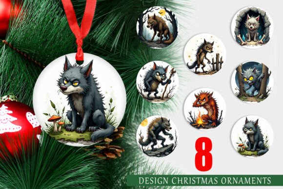 Grumpy Werewolf Christmas Ornaments