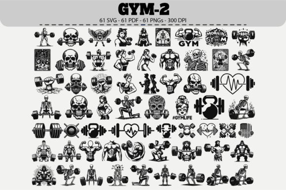 Gym Fitness SVG Bundle: 61 Designs for Creators