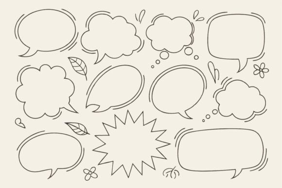 Hand Drawn Speech Bubbles Set: Elevating Visual Communication with Authentic Vector Art