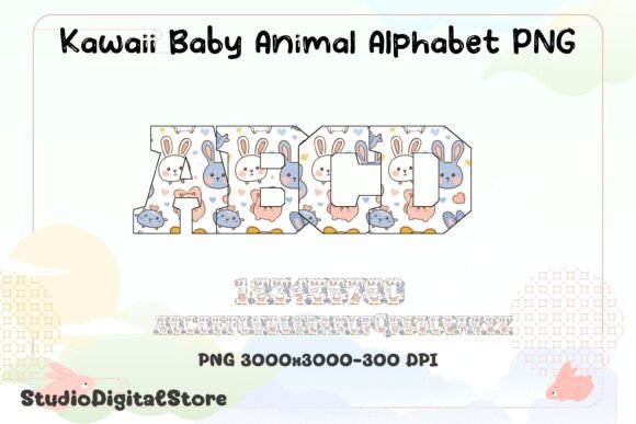 Introducing Kawaii Baby Animal Alphabet PNG: A Playful Design Resource