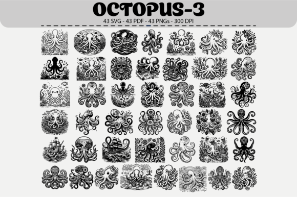 Octopus SVG Set: 43 Unique Designs