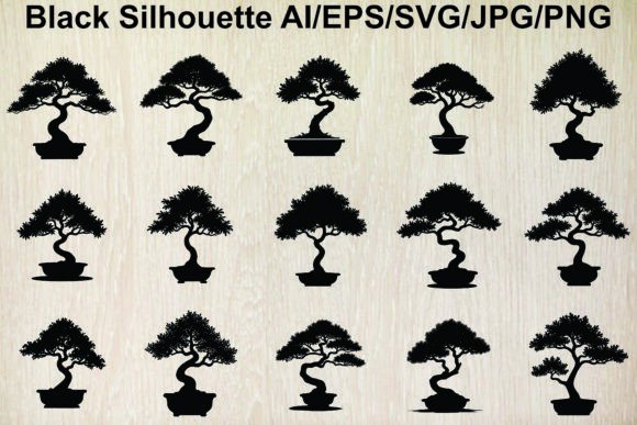 Refining Visual Identity with the Collection Bonsai Tree Silhouettes: A Strategic Asset for Modern Design