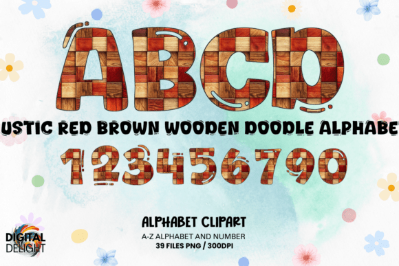 Rustic Red Brown Doodle Alphabet Guide