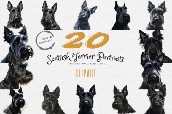 Scottish Terrier 20 PNG Portraits