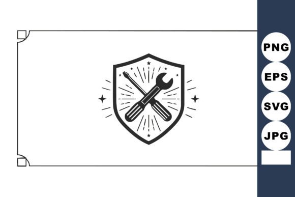 Shield with Wrench and Screwdriver Cross