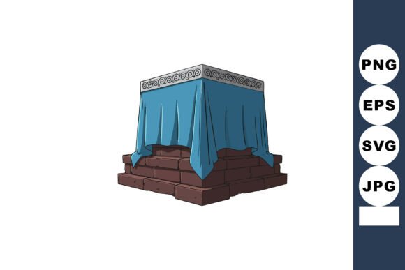 Stone Altar with Blue Cloth Covering