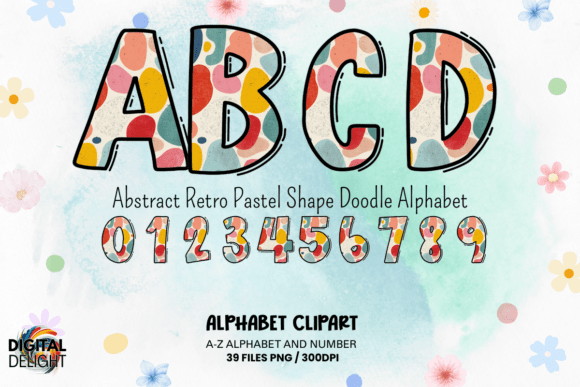 Unleash Your Inner Artist with the Abstract Retro Pastel Doodle Alphabet