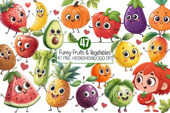 Unlocking Creativity with Funny Fruits Vegetables Clipart for Modern Design